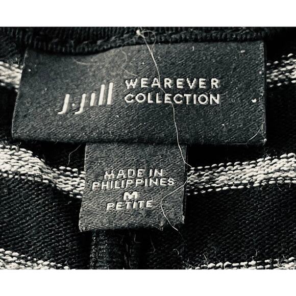 J.JILL WEAREVER 3/4 RAGLAN SLV PULL-OVER BLOUSE, WOMENS, MP, BLACK GREY STRIPES - Picture 10 of 12